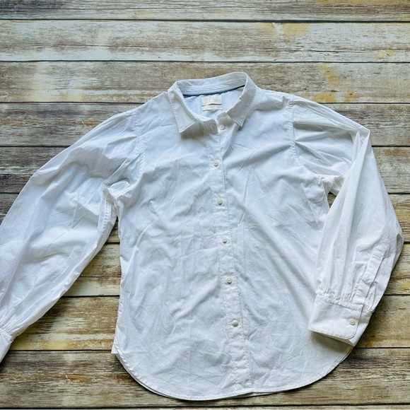 J. Crew Slim Fit Puff Sleeve White Shirt Sz 12 Cotton - Picture 2 of 7